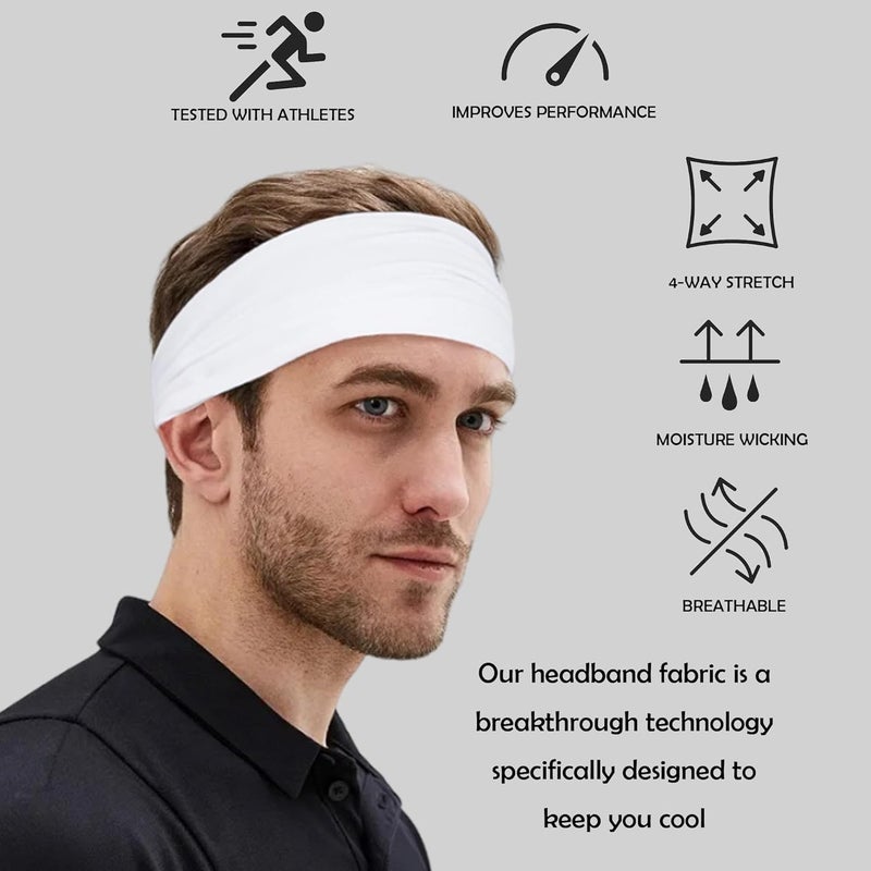 CellElection 5 Pack Sports Headband for Men, Breathable Mesh Design, Reused & Washed Mens Headband Sweat Bands for Running Yoga Fitness Workout - Image 3